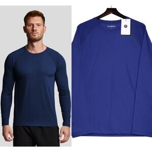 Fioboc Shirt Mens Large PerformancePro Active Crew Neck Long Sleeve Tee Blue NEW